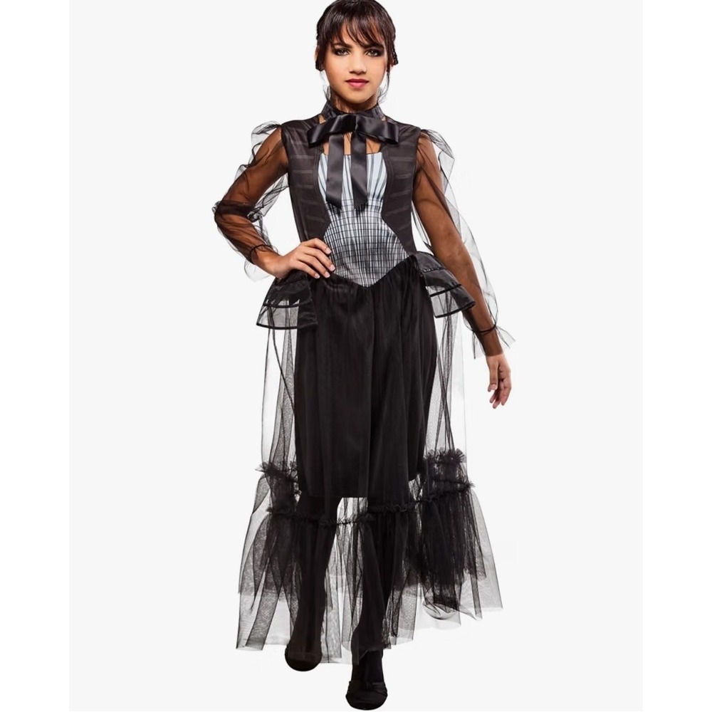 Rubies Wednesday Addams Family Costume Dress Girls Size Medium 7-8 Halloween